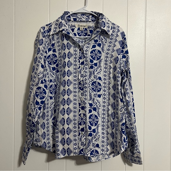 Boden Sienna Linen Button Down Shirt Size 12 - Picture 2 of 6